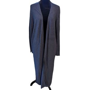 360 Sweater Long Open Front Blue Cotton Cardigan Shrug Luxury Designer